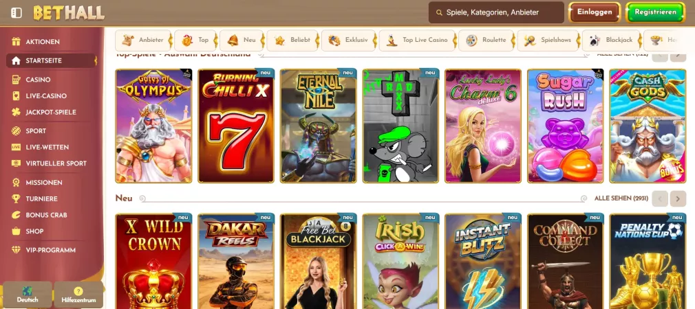 Bethall Casino 300% Bonus bis zu 2.500 € + 200 Freispiele – Jetzt Registrieren